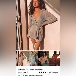 Princess Polly Rake Me To Rio Mini Dress - Gold. New condition. Size XS